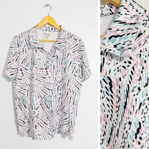 Lillie Green Golf Tennis Athletic Printed Polo Top